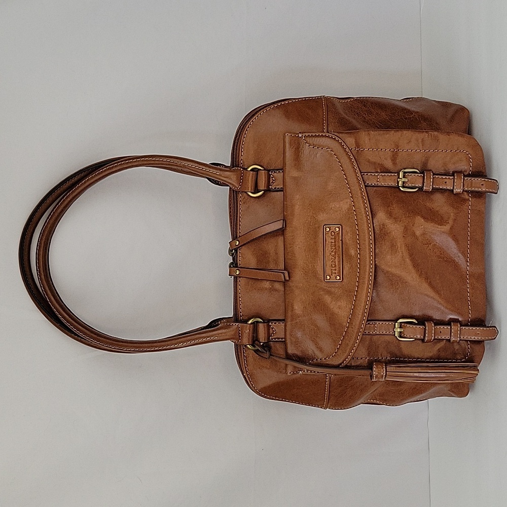 Tignanello Large Leather Shoulder Bag Brown 13" Wide x 10" Tall x 4" Deep